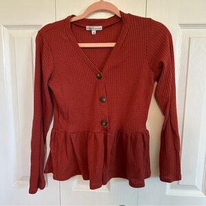 Women's Rust Waffle Knit Top